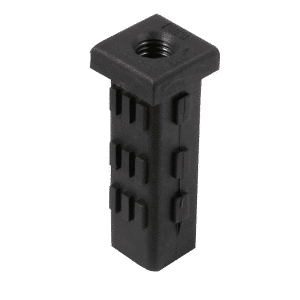 Tube end, 25x25mm square threaded with internal nylon M12 thread