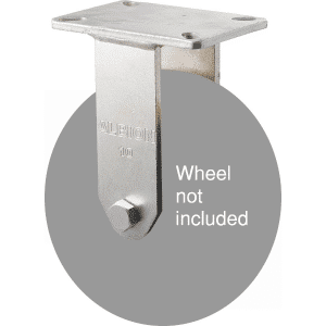 V Series fixed plate fork, suits V Series 250mm wheels, heavy duty industrial.