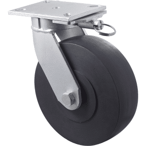V Series castor, 250mm high- impact polymer wheel, heavy duty industrial, precision bearing, swivel plate, direction lock, load rating 2450 kg