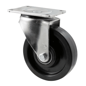 O Series castor, 150mm black nylon wheel, precision bearing, swivel plate 600 kg load rating