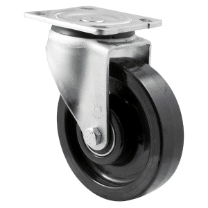 O Series castor, 150mm black nylon wheel, precision bearing, North American (NA) swivel plate, 600 kg load rating.