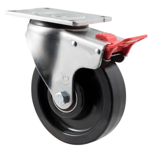 O Series castor, 150mm black nylon wheel, precision bearing, black nylon swivel plate, 600 kg load rating.
