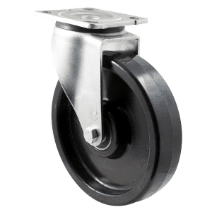O Series castor, 200mm black nylon wheel, North American (NA) swivel plate, precision bearing, 600 kg load rating.