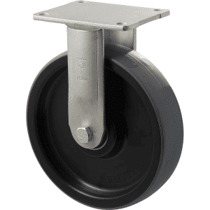 H Series castor, 200x40mm polyurethane wheel, precision bearing, 600 kg load rating, fixed plate.
