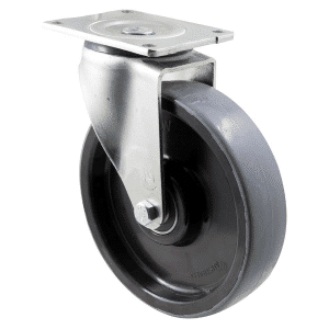 O Series castor, 200x40mm polyurethane wheel, precision bearing, 600 kg load rating, swivel plate.