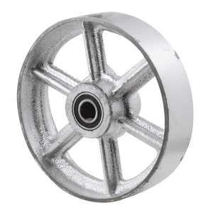 X Series, 203mm cast iron wheel, heavy duty industrial, precision bearing, 50mm tread, 62mm hub, 12.7mm bore (20mm bore no bush), 820 kg load rating.