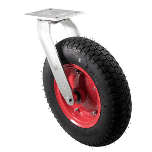 Y Series castor, 400x100mm puncture-proof pneumatic tyre, steel rim, North American (NA) zinc swivel plate, 120 kg load rating