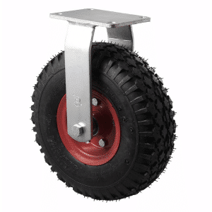 Y Series castor, 265x70mm puncture-proof pneumatic tyre, steel rim, ISO fixed plate, 100 kg load rating.