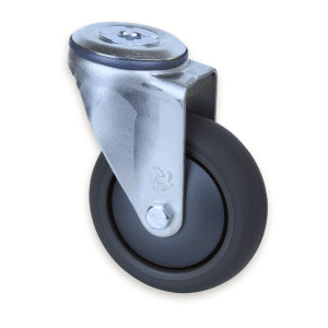 M Series castor, 100mm polyurethane on nylon wheel, swivel bolt hole, Bluestone thread guard, 200 kg load