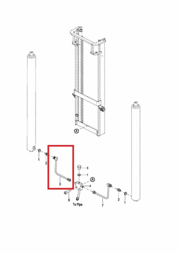 Duplex Mast Oil Pipe Of Lifting Cylinder- L For Electric Stackers- Part # 2415-427000-20 - Image 2