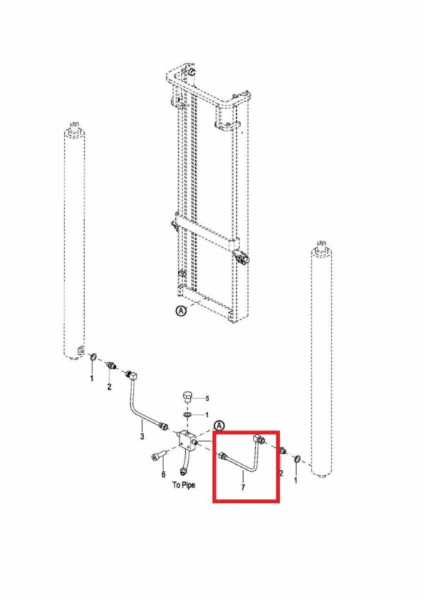 Duplex Mast Oil Pipe Of Lifting Cylinder- R For Electric Stackers- Part # 2415-428000-20 - Image 2