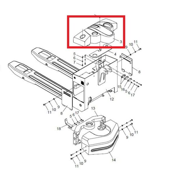 Replacement Cover For Hangcha Electric Pallet Jacks- Part # AMB155-400001-000 - Image 2