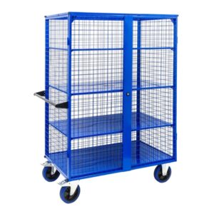 Lockable Mesh Cage Trolley- 500kg Capacity- 4 Tiers