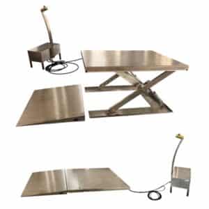 Low Profile Stainless Steel Electric Scissor Lift Table with Platform- 870mm Lift / 1500kg Capacity