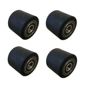Rubber Pallet Jack Wheels x4- Tandem Front Rollers with Bearings- Dia80xW70mm