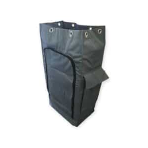 Rubbish Bag with Side Pockets and Rear Zip for Cleaning Trolleys – Grey Nylon Waste Bag
