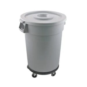 Round Rubbish & Storage Bin with Lid on Wheels – 168L